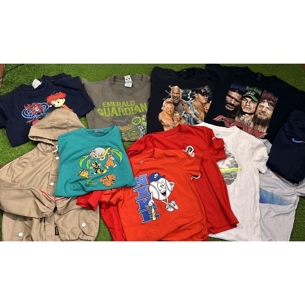 Vintage Youth T Shirt Lot Kids S‎ - Med. Y2K  WWE Digimon & Nike Dri-Fit